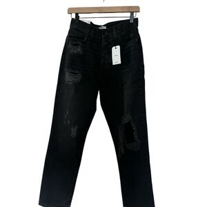 Forever 21 Women's Black Distressed Mom Jeans